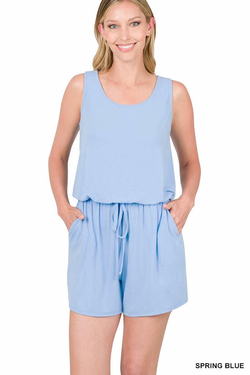 42POPS - ..SLEEVELESS ROMPER WITH POCKETS: M / HBEIGE-140972