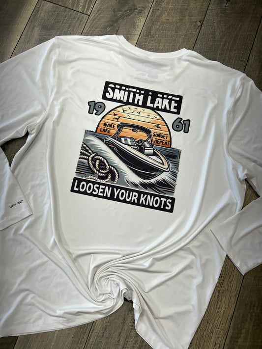 Smith Lake Wake Lake Sunset Repeat "Deck Style" Long Sleeve DriFit UPF 50+