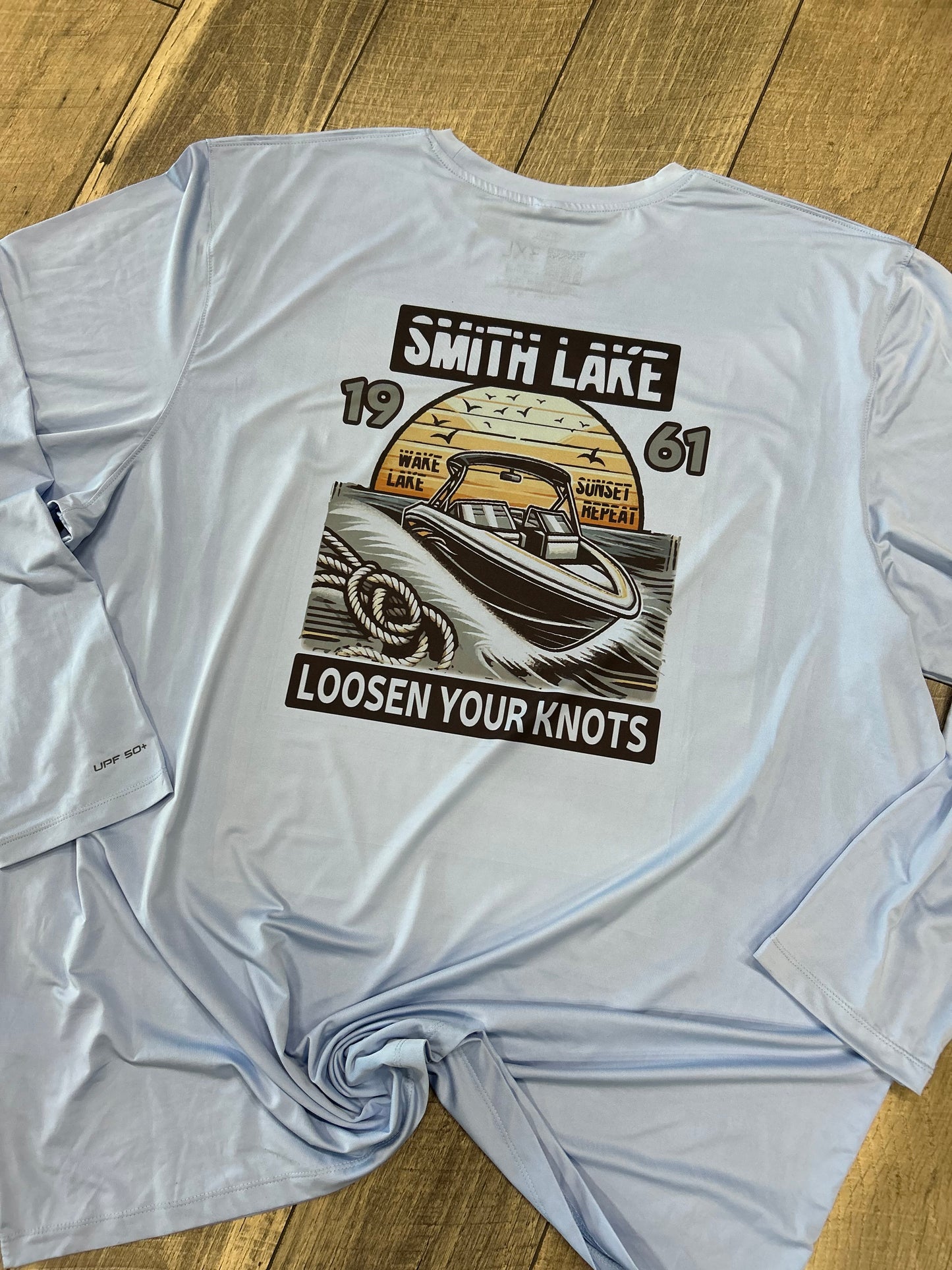 Smith Lake Wake Lake Sunset Repeat "Deck Style" Long Sleeve DriFit UPF 50+