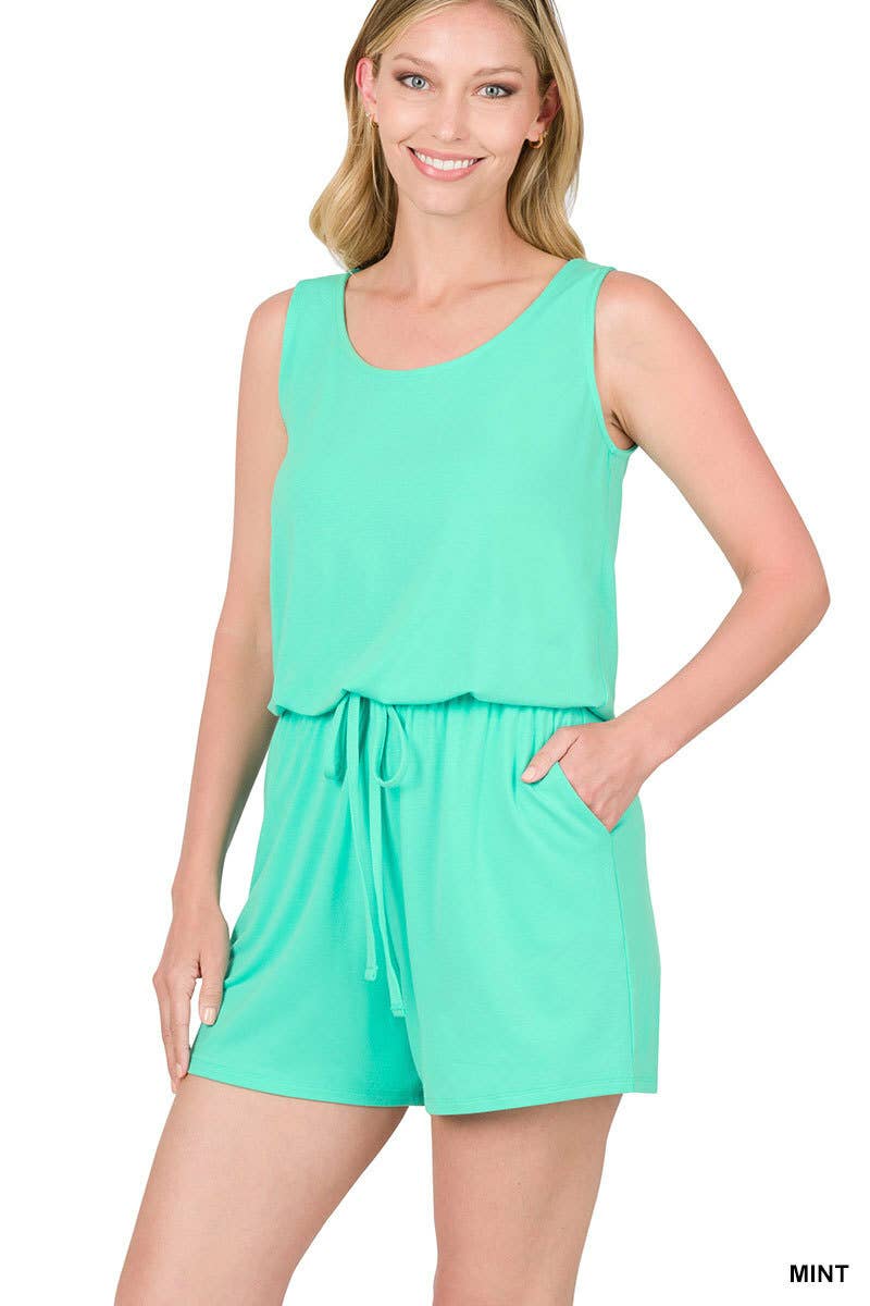 42POPS - ..SLEEVELESS ROMPER WITH POCKETS: S / HBEIGE-140972
