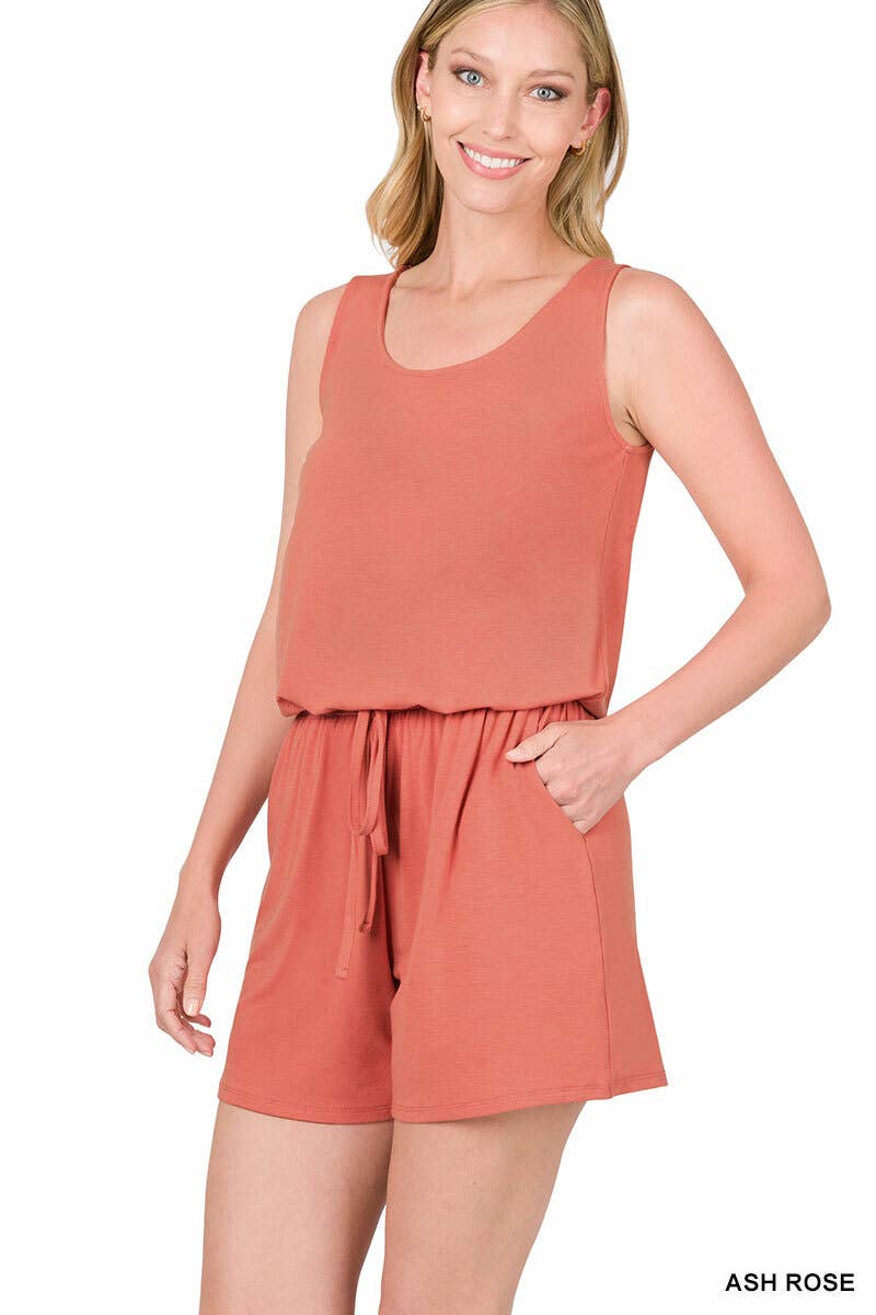 42POPS - ..SLEEVELESS ROMPER WITH POCKETS: XL / HBEIGE-140972