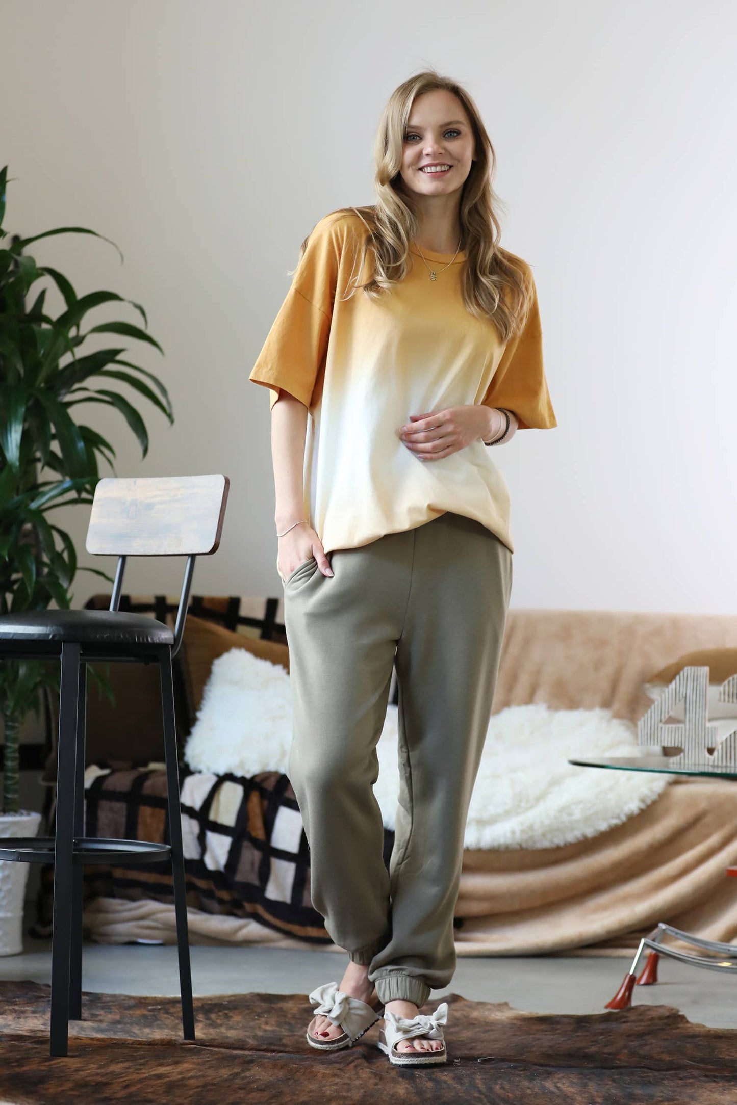 42POPS - ..._ SI-19122 Dip dye oversized boyfriend tshirt
