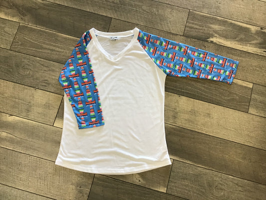 Prissy Jane Printed Sleeve Ragland Cross