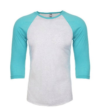 Next Level NL6051 Tri-Blend 3/4 Raglan Tee Tahiti Blue/Heather White