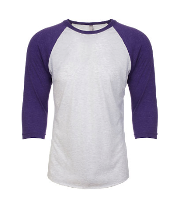 Next Level NL6051 Tri-Blend 3/4 Raglan Tee Purple Rush/Heather White