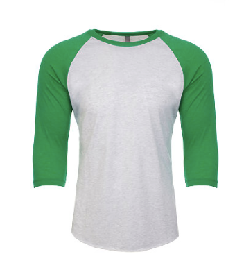 Next Level NL6051 Tri-Blend 3/4 Raglan Tee Envy/Heather White
