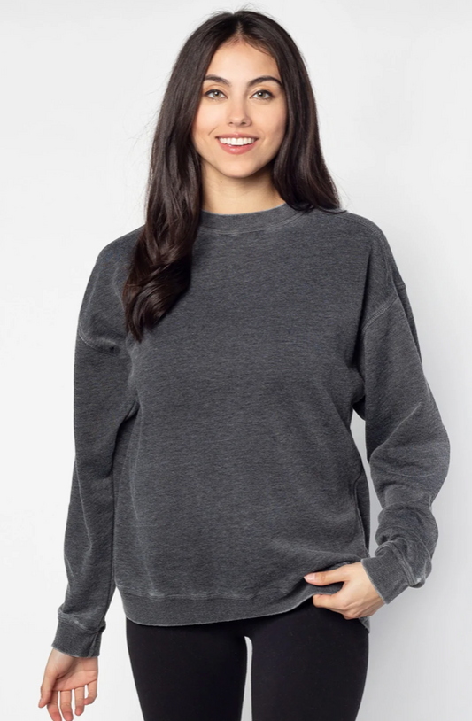 chicka-d Burnout Crew Sweatshirt - Charcoal