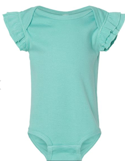 Rabbit Skins - Infant Flutter Sleeve Baby Rib Bodysuit - 4439 - Saltwater