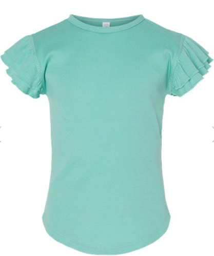 Rabbit Skins - Toddler Flutter Sleeve Tee - 3339 - Saltwater