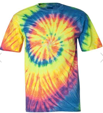 Multi-Color Spiral Tie-Dyed T-Shirt - 200MS-Fluorescent Rainbow Swirl