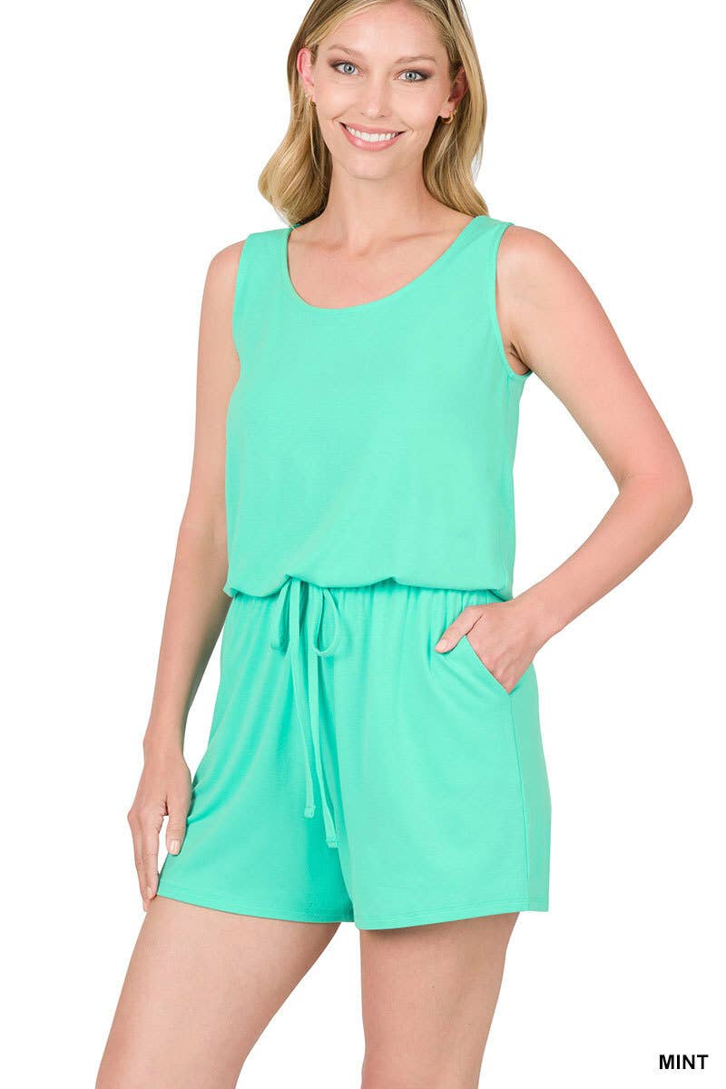 42POPS - ..SLEEVELESS ROMPER WITH POCKETS: M / HBEIGE-140972