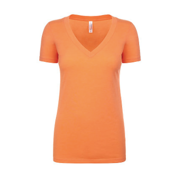 Next Level NL6740 Women's Tri-Blend Deep V-Neck Tee 50% Poly Vintage Light Orange