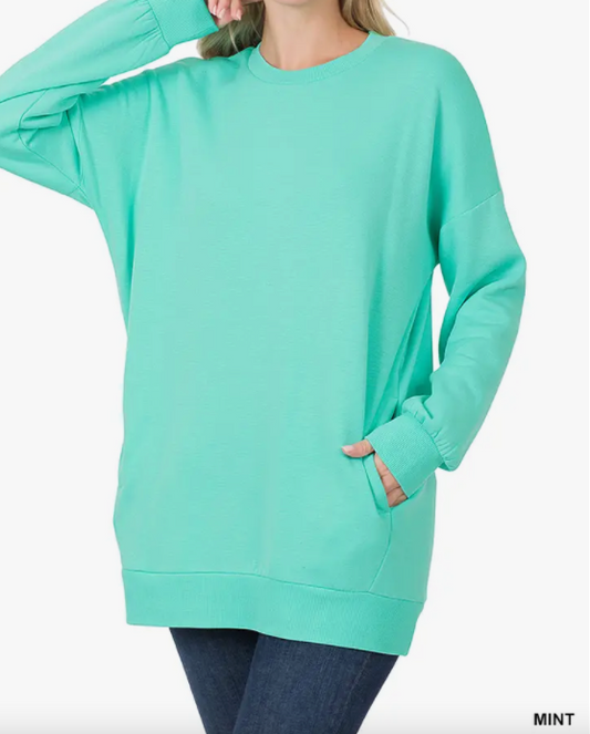 Zenana SWEATSHIRT GREEN MINT