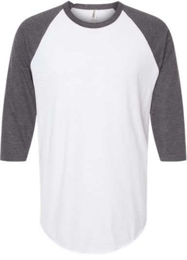Tultex - Unisex Fine Jersey Raglan T-Shirt - White/Heather Charcoal 245