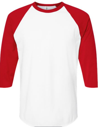 Tultex - Unisex Fine Jersey Raglan T-Shirt - White/Red 245