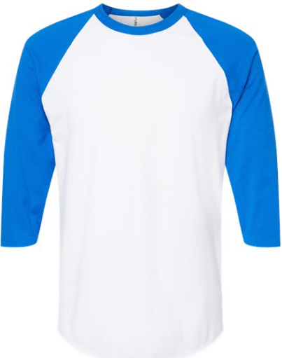 Tultex - Unisex Fine Jersey Raglan T-Shirt - White/Royal 245