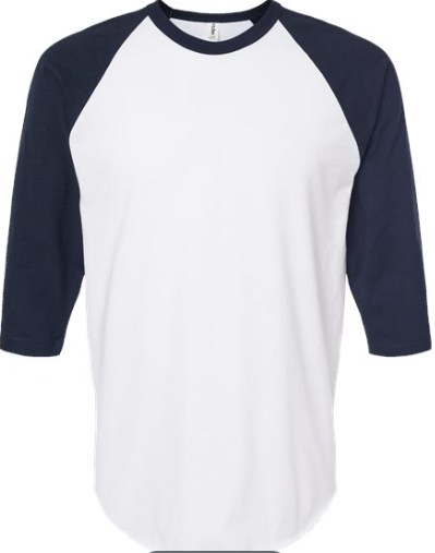 Tultex - Unisex Fine Jersey Raglan T-Shirt - White/Navy 245