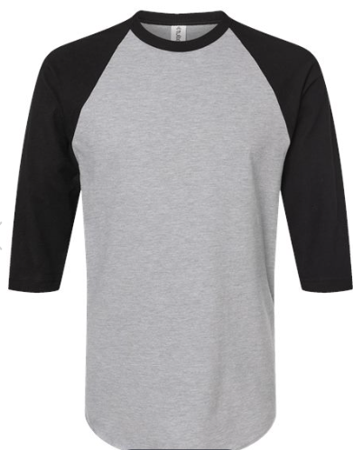 Tultex - Unisex Fine Jersey Raglan T-Shirt - Heather Grey/Black 245
