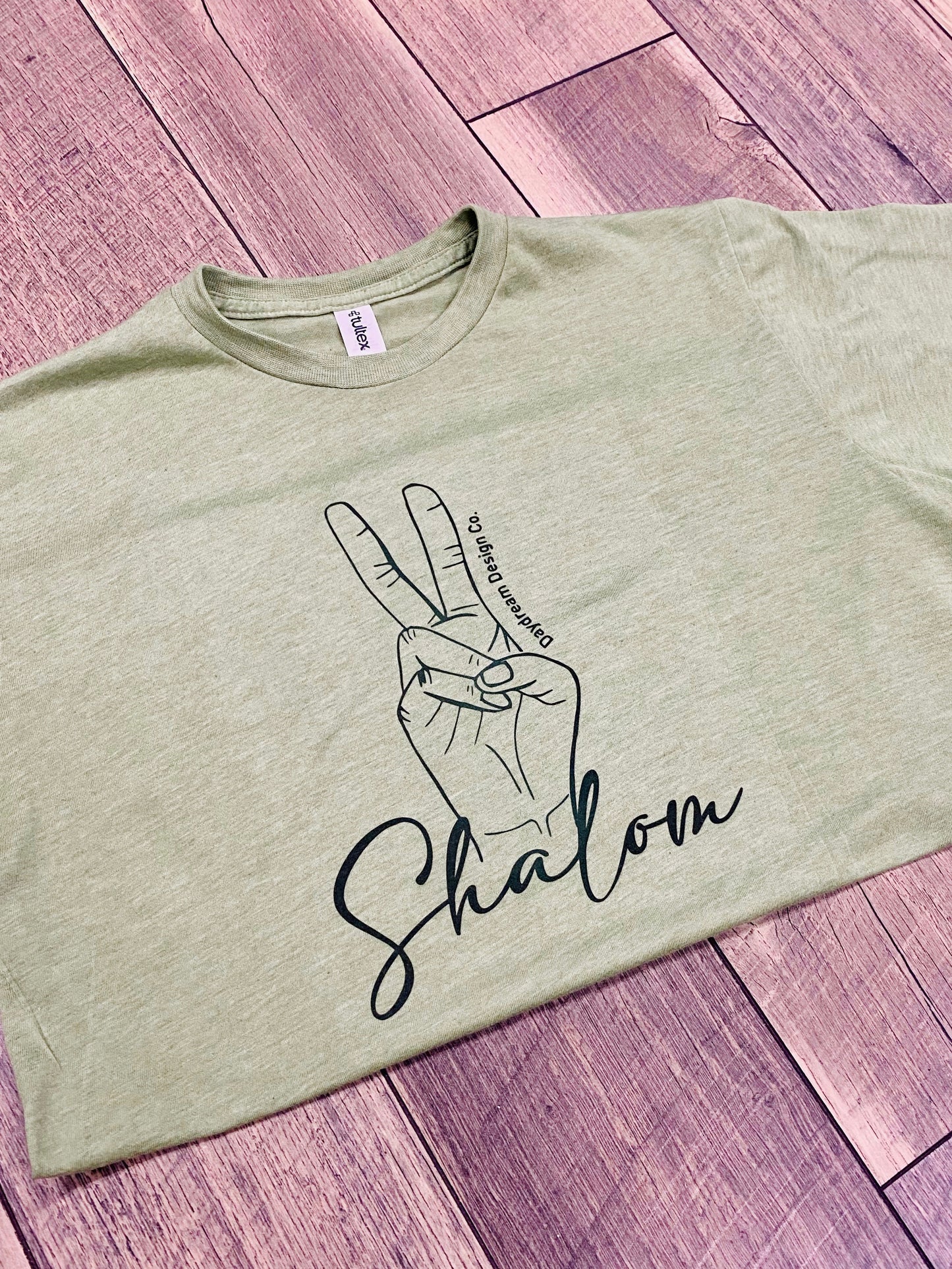 Shalom T-Shirt in Heather Green by Daydream Design Co.
