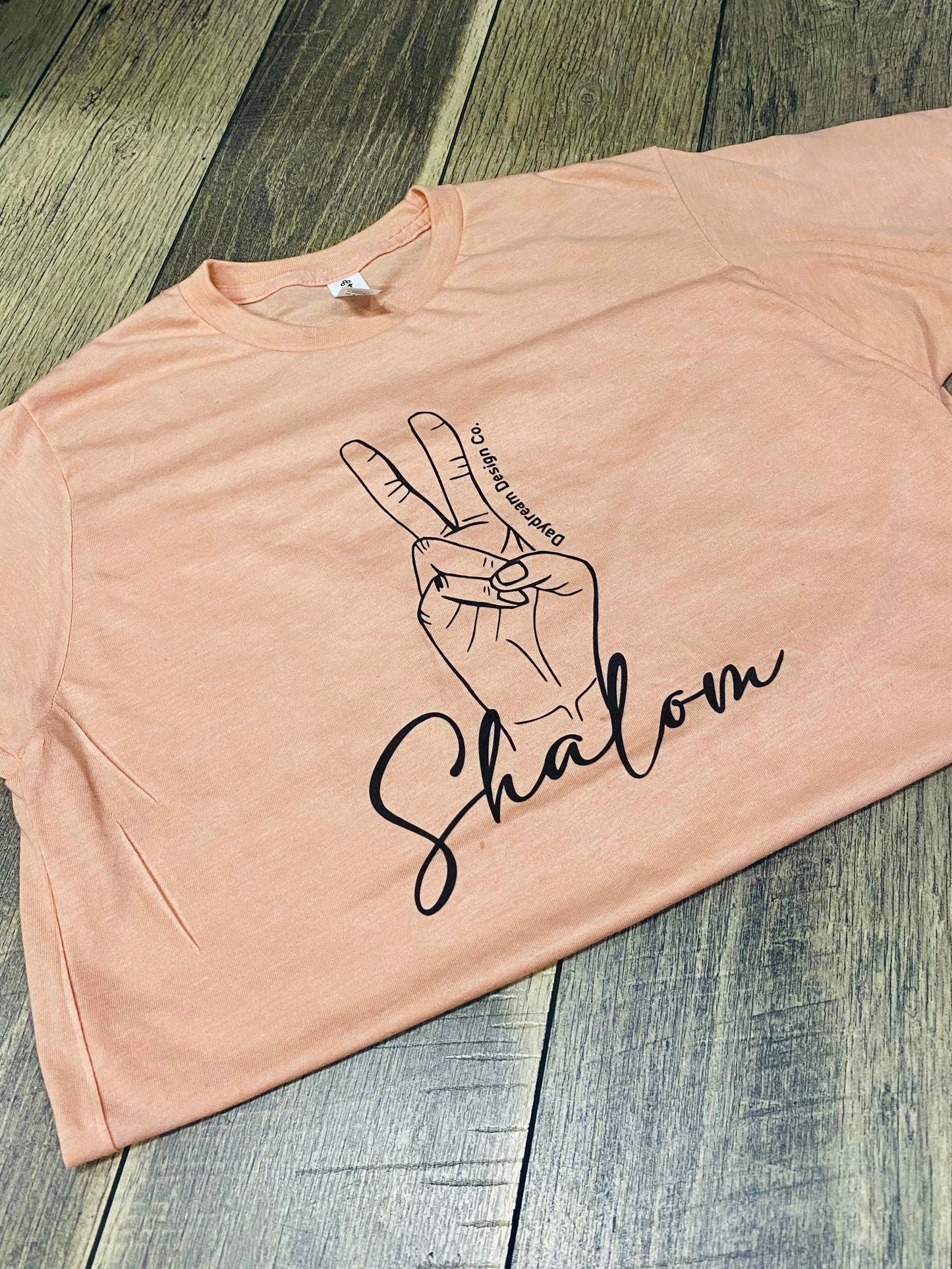Shalom T-Shirt in Heather Peach by Daydream Design Co.